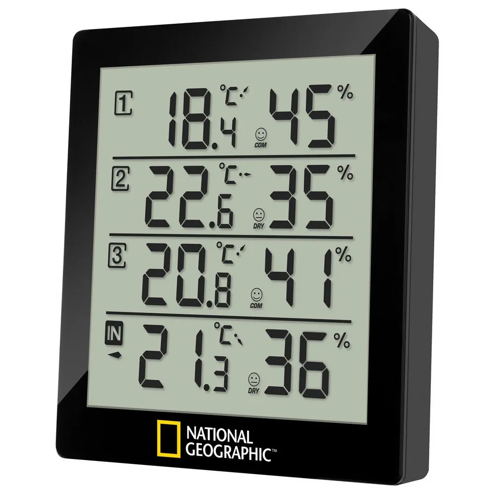 National Geographic 9070200 Termometer Og Hygrometer, Black / white, One Size