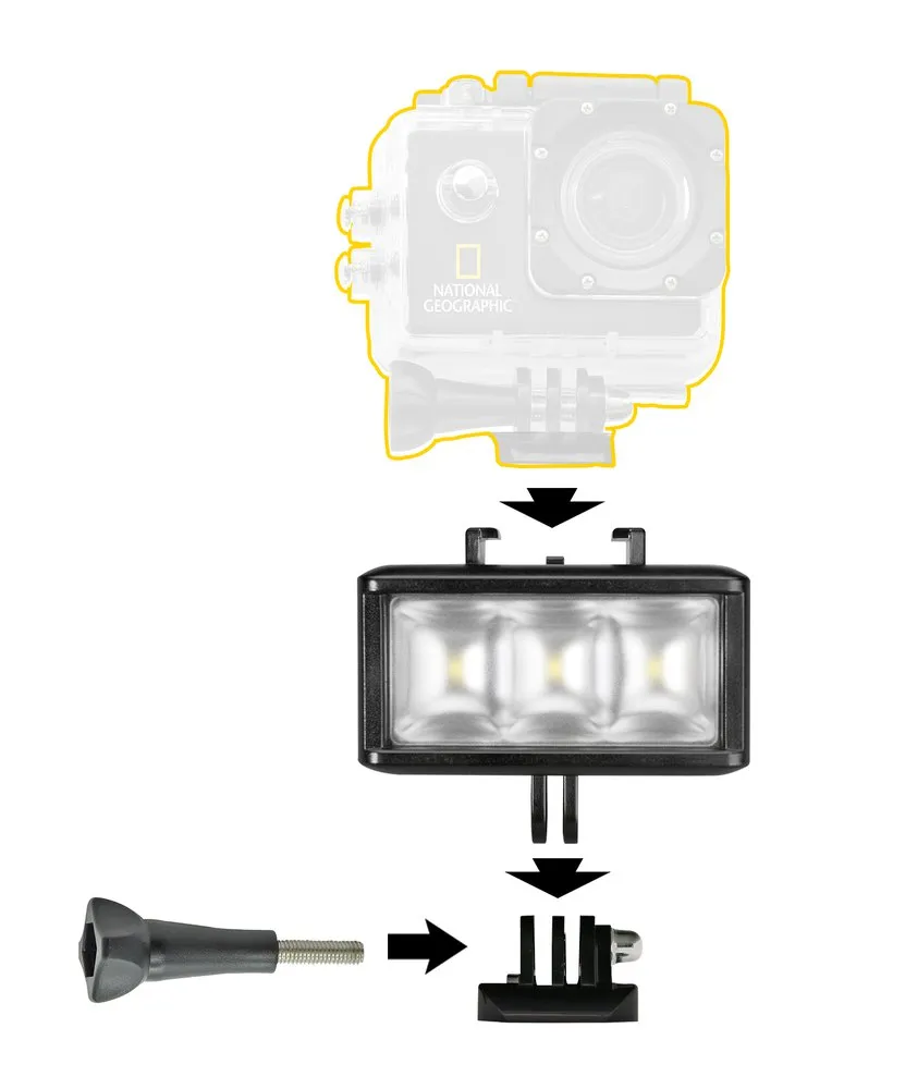 National Geographic Action Cam Led-fakkel, Black, One Size