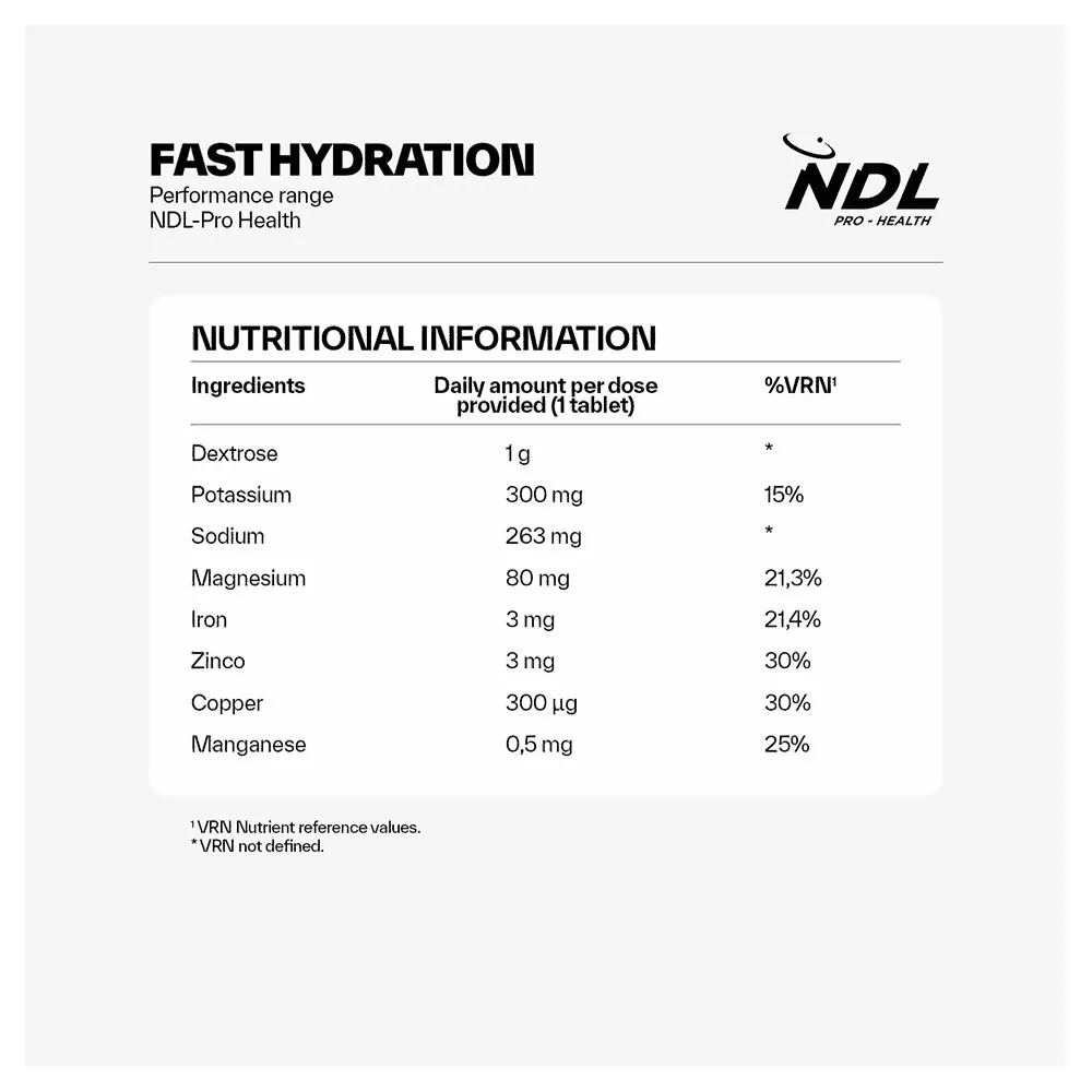 Ndl Pro Health Fast Hydration Duplo Tabletter Appelsin 40 Enheter, One size