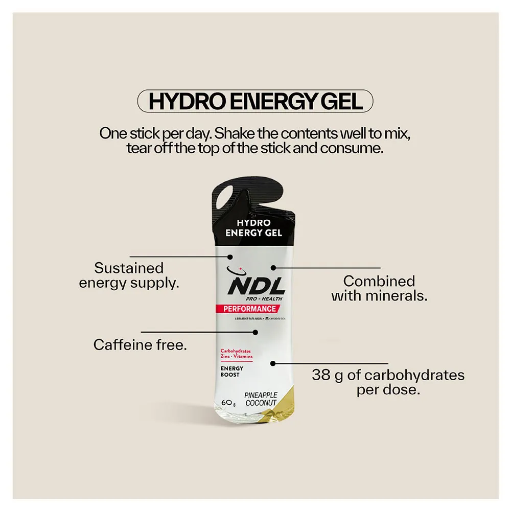Ndl Pro Health Hydro Energy Gel Boks Med Energigeler Ananas Og Kokos Koffein 60g 12 Enheter, One size Ndl Pro Health Hydro Energy Gel Boks Med Energigeler Ananas Og Kokos Koffein 60g 12 Enheter, One size