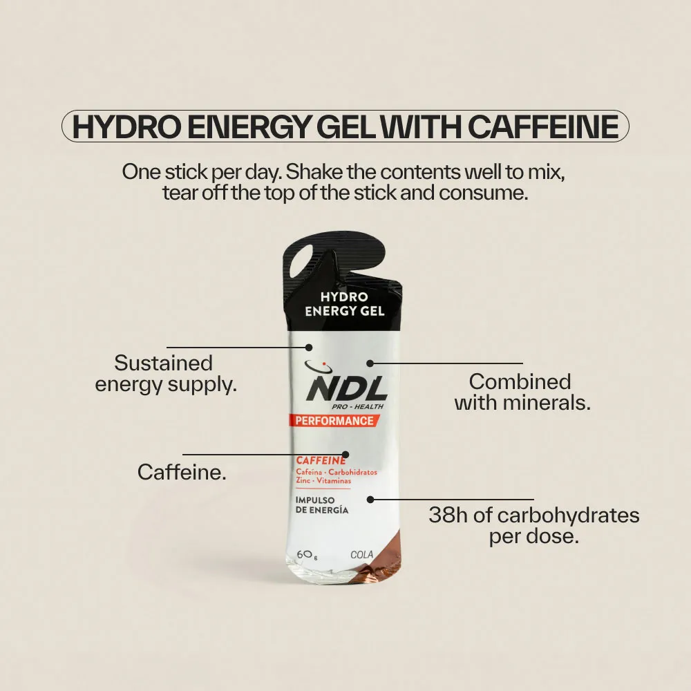 Ndl Pro Health Hydro Energy Gel+caffeine Boks Med Energigeler Kola 60g 12 Enheter, One size Ndl Pro Health Hydro Energy Gel+caffeine Boks Med Energigeler Kola 60g 12 Enheter, One size