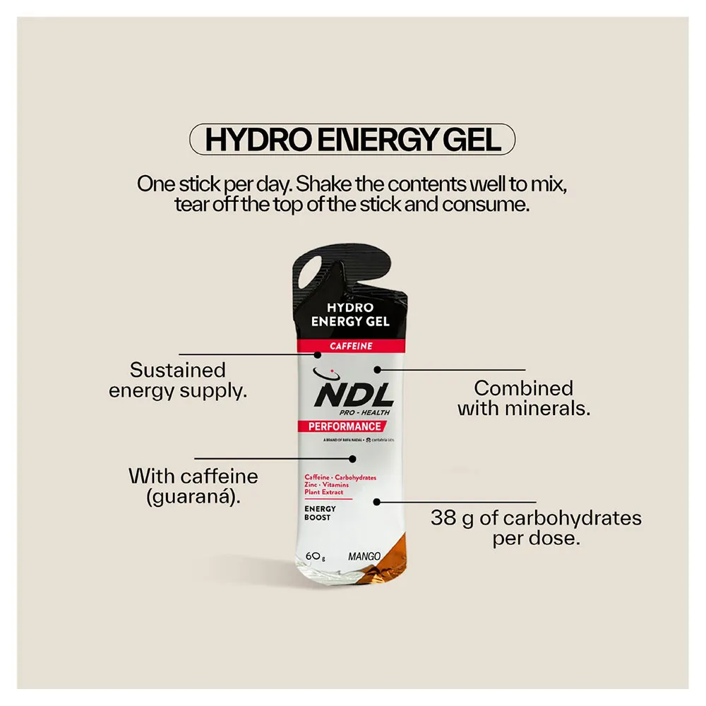 Ndl Pro Health Hydro Energy Gel+caffeine Boks Med Energigeler Mango 60g 12 Enheter, One size