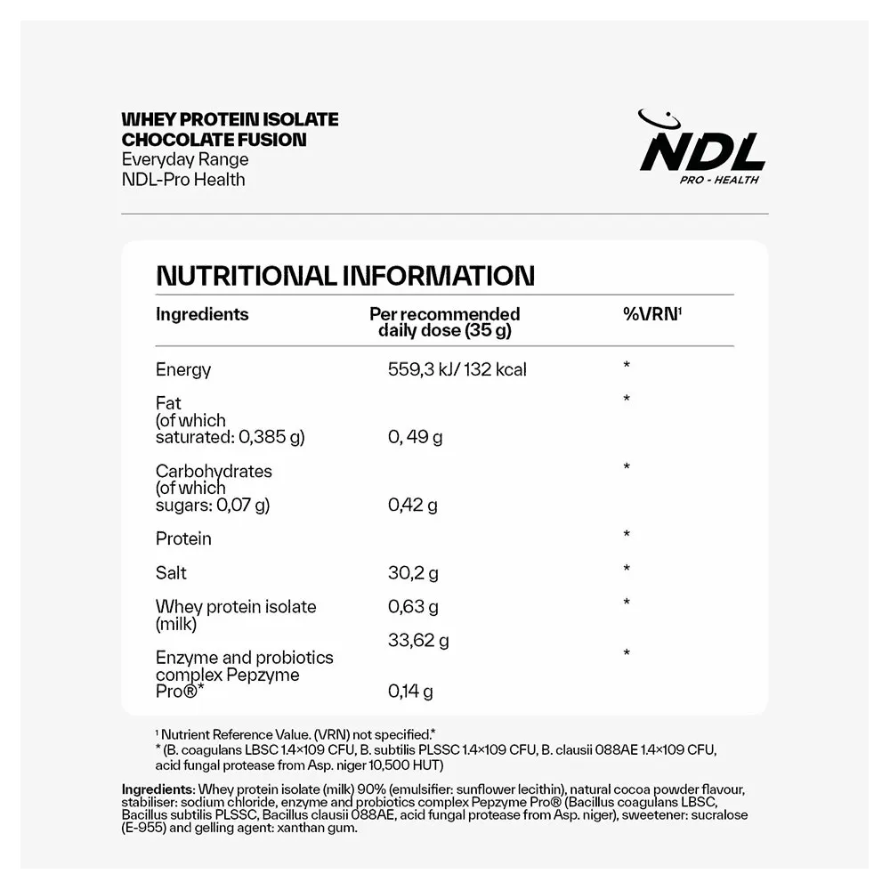 Ndl Pro Health Isolert Myseprotein Sjokolade 500g, One size