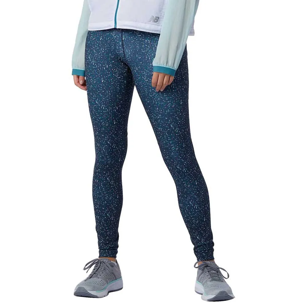 New Balance Printed Impact Run Leggings female, Mountain teal