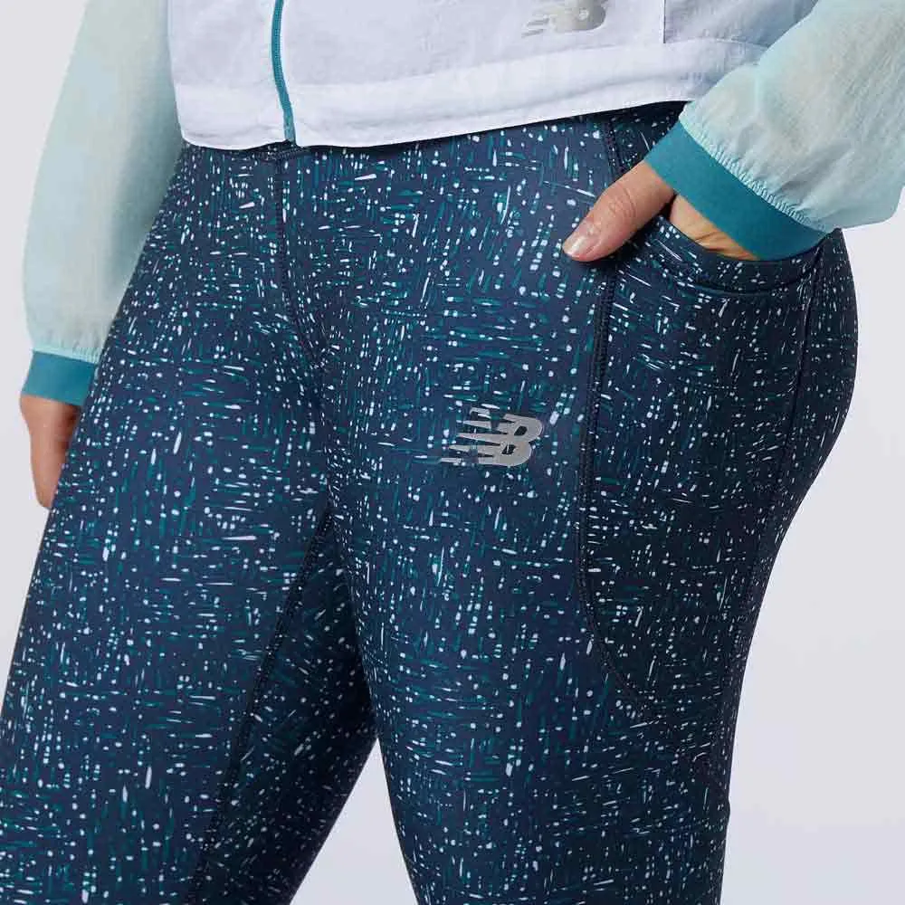 New Balance Printed Impact Run Leggings female, Mountain teal