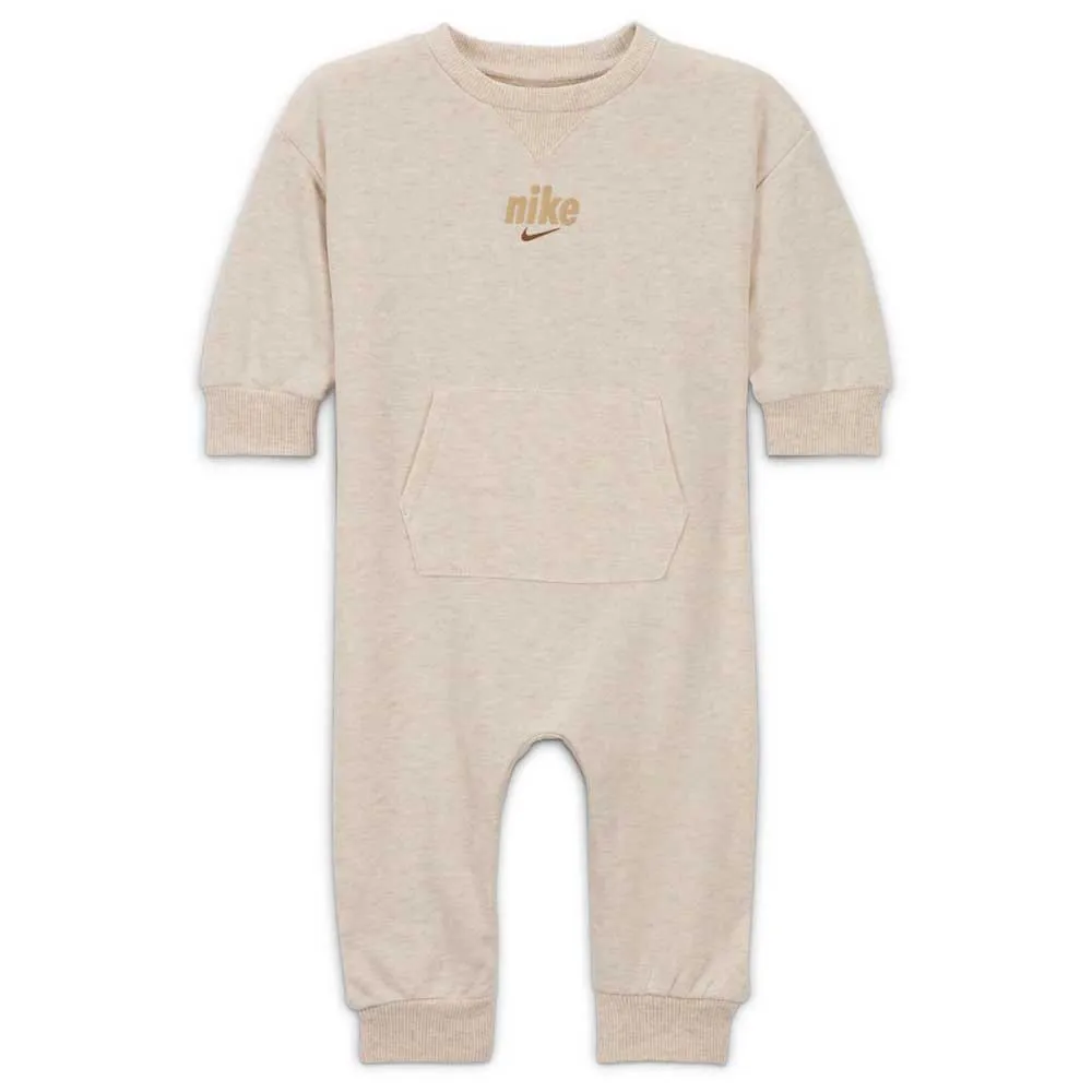 Nike Crew Playsuit, Pale ivory heather, 0-3MON Nike Crew Playsuit, Pale ivory heather, 0-3MON