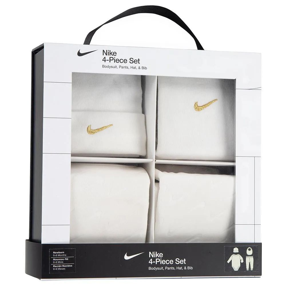 Nike Sett Med Langermet Genser Og Bukse Med Velourpreget Swoosh-logo 4 Enheter, Sail, 0-6MON Nike Sett Med Langermet Genser Og Bukse Med Velourpreget Swoosh-logo 4 Enheter, Sail, 0-6MON