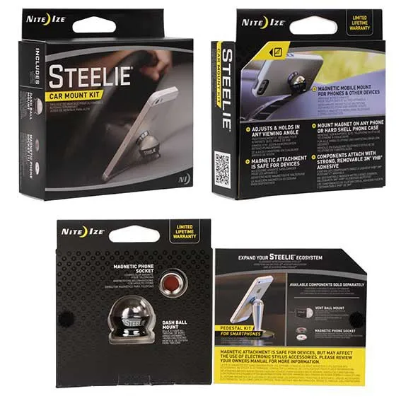 Nite Ize Steelie Car Mount Kit Støtte, Chrome, One Size Nite Ize Steelie Car Mount Kit Støtte, Chrome, One Size