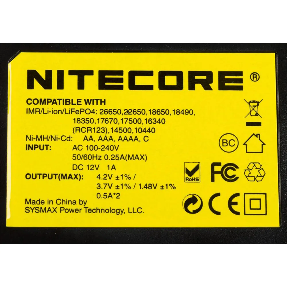 Nitecore Digicharger D2 Batterilader, Black, One Size