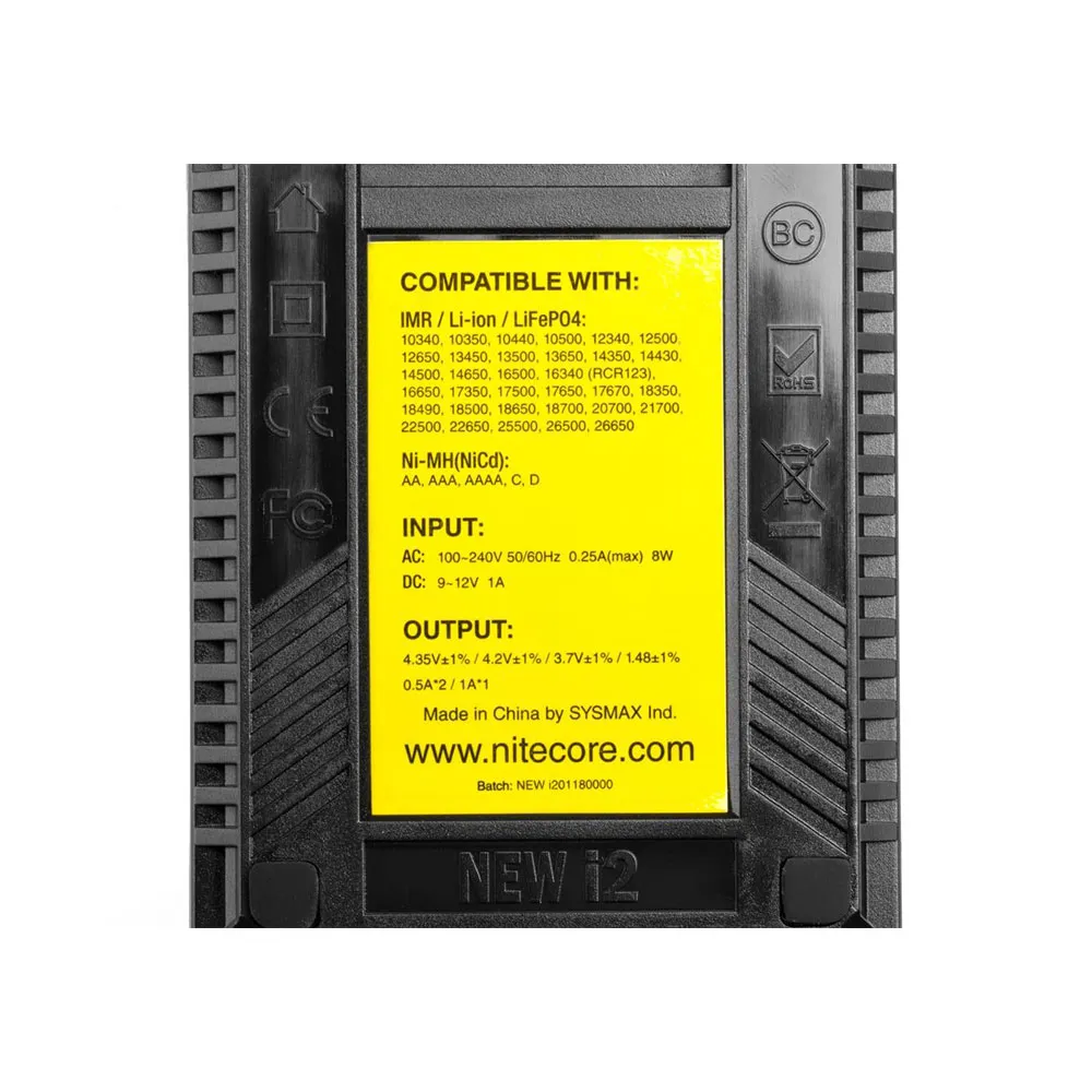 Nitecore Intellicharger New I2 Batterilader, Black, One Size