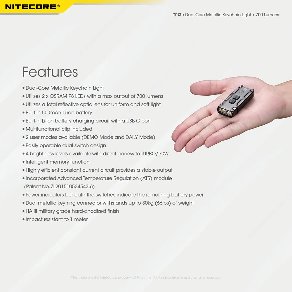 Nitecore Tip Se Lommelykt, Black, One Size