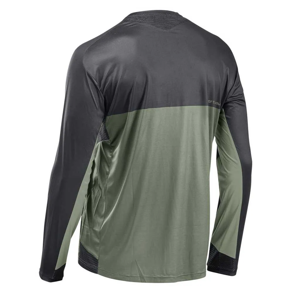 Northwave Edge Langarmet Enduro-sykkeltrøye, Black / green forest, L
