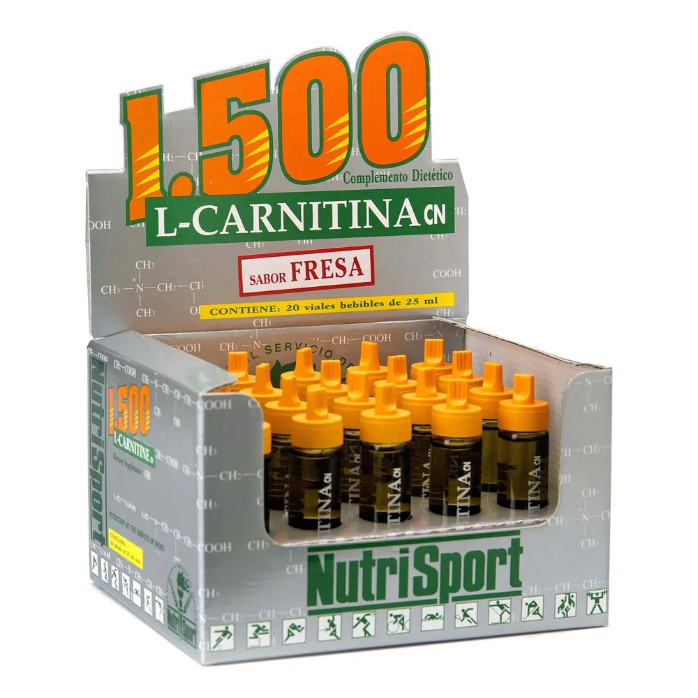 NutriSport Eske Med L-karnitin 1500 Hetteglass Jordbær 20 Enheter, Grey, One Size NutriSport Eske Med L-karnitin 1500 Hetteglass Jordbær 20 Enheter, Grey, One Size