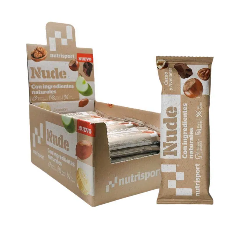 NutriSport Nude Energibar Boks Hasselnøtt Og Kakao 45g 24 Enheter, Multicolor, One Size NutriSport Nude Energibar Boks Hasselnøtt Og Kakao 45g 24 Enheter, Multicolor, One Size