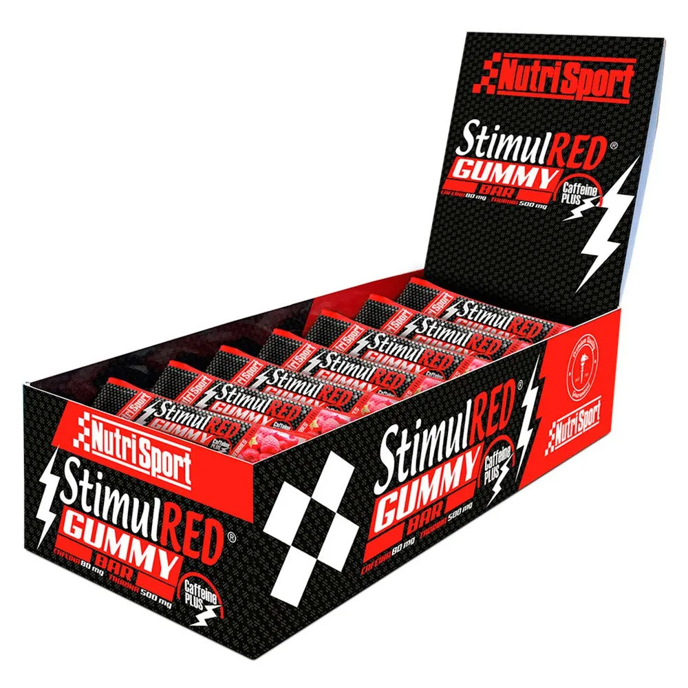 NutriSport Stimulred Eske Med Seige Energibarer Røde Bær 25g 28 Enheter, One size