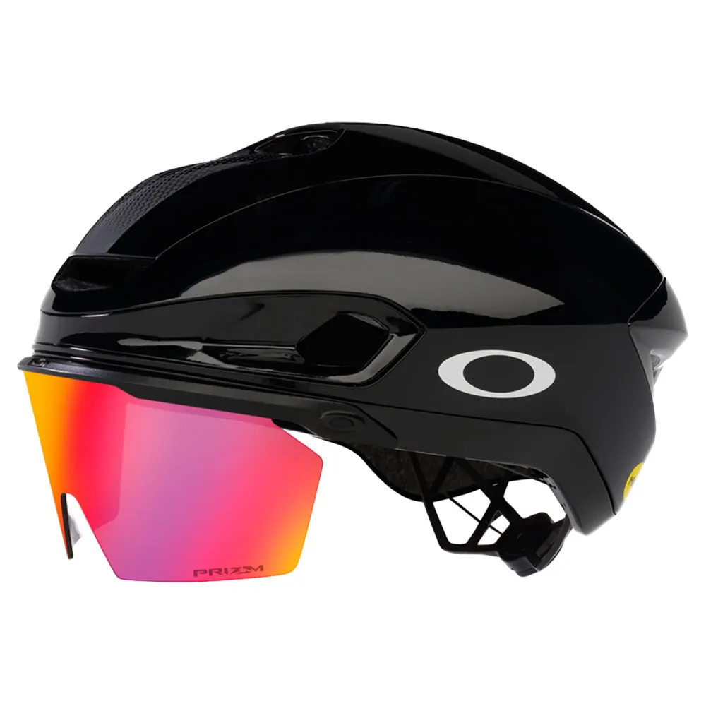 Oakley Aro7 Mips Road I.c.e Hjelm, Black gloss ice reflective / prizm road Oakley Aro7 Mips Road I.c.e Hjelm, Black gloss ice reflective / prizm road