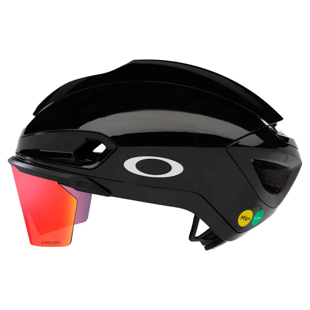 Oakley Aro7 Mips Road I.c.e Hjelm, Black gloss ice reflective / prizm road Oakley Aro7 Mips Road I.c.e Hjelm, Black gloss ice reflective / prizm road