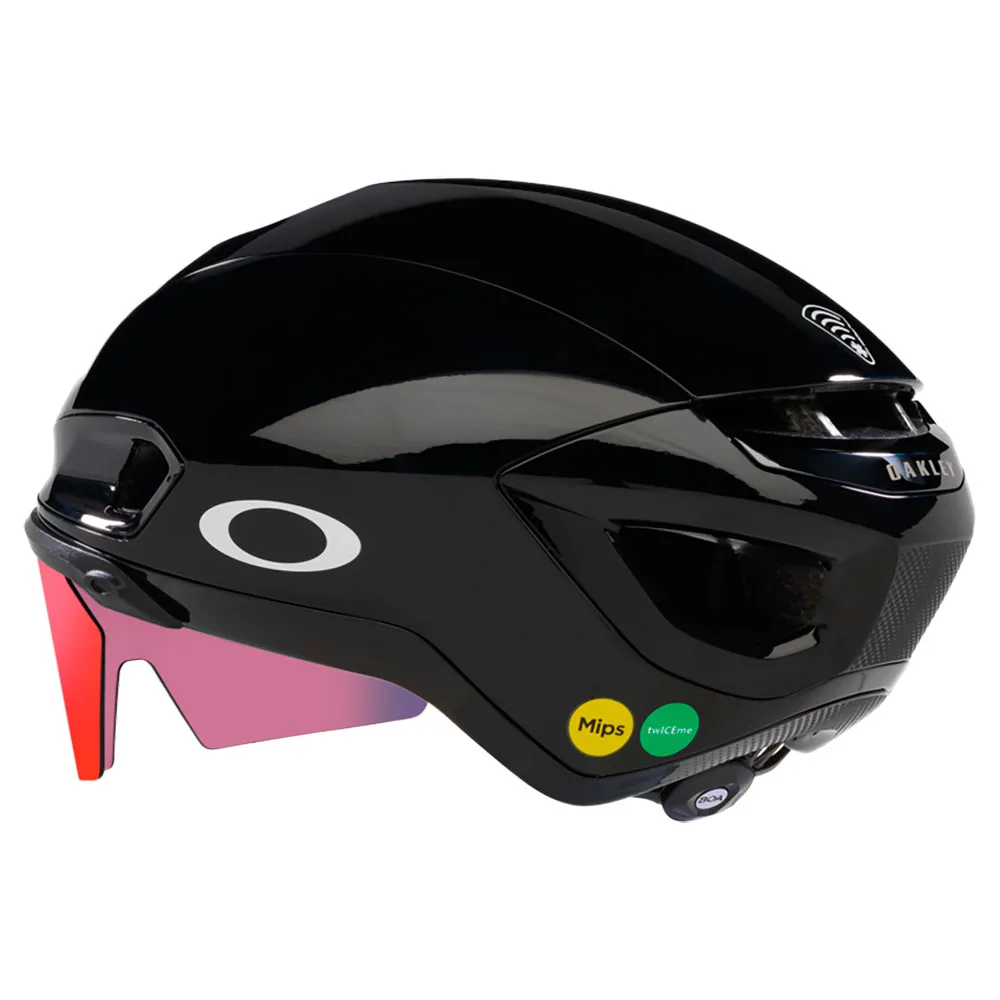 Oakley Aro7 Mips Road I.c.e Hjelm, Black gloss ice reflective / prizm road Oakley Aro7 Mips Road I.c.e Hjelm, Black gloss ice reflective / prizm road