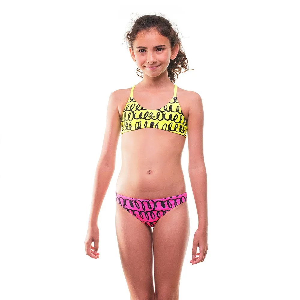 Odeclas Fluor Naia Teen Bikini male, Pink / yellow, 8Y