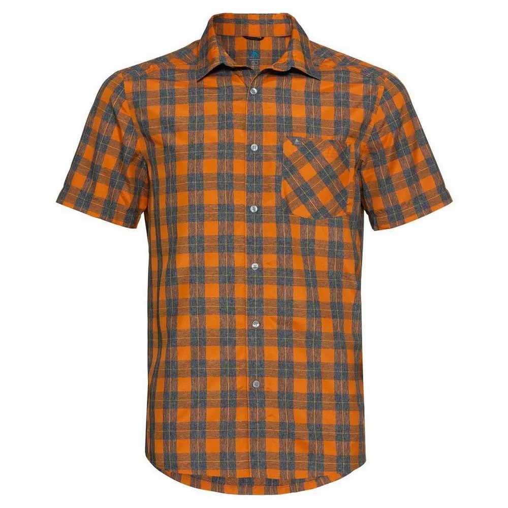 Odlo Chemise Mc Mythen Kortarmet Skjorte, Marmalade / grey melange