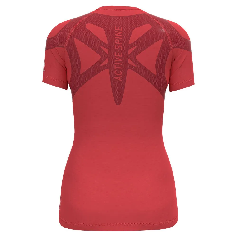 Odlo Crew Active Spine Kortarmet T-skjorte female, Cayenne