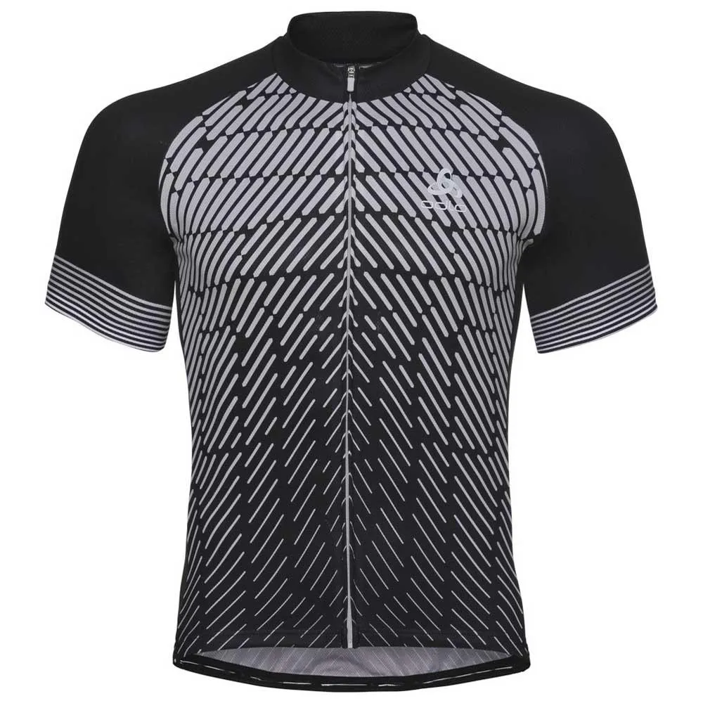 Odlo Fujin Print Kort Ermet Trøye, Black / odlo silver grey, S