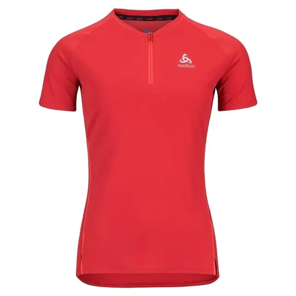 Odlo T-Shirt Crew Neck S/S 1/2 Zip Axalp Trai, American beauty Odlo T-Shirt Crew Neck S/S 1/2 Zip Axalp Trai, American beauty