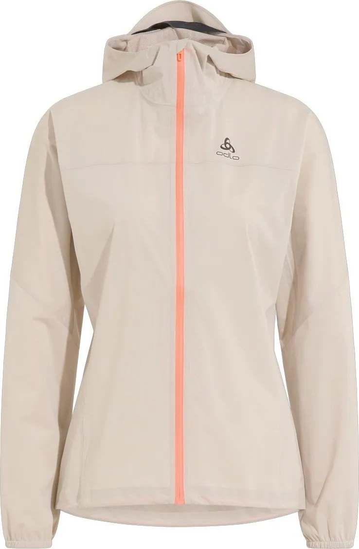 Odlo Women's Zeroweight Waterproof Jacket, Silver cloud/live wire