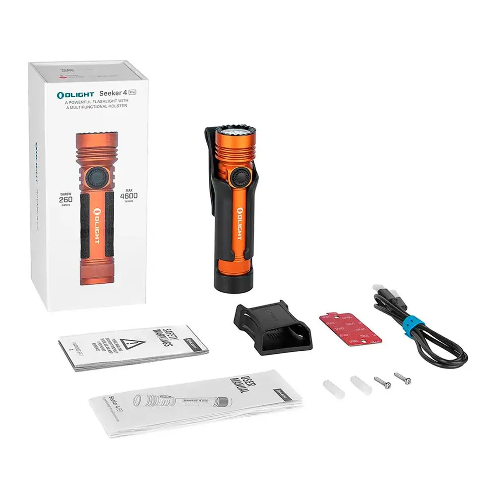 Olight Seeker 4 Pro Led-lommelykt, Orange, 46000 Lysstyrker Olight Seeker 4 Pro Led-lommelykt, Orange, 46000 Lysstyrker
