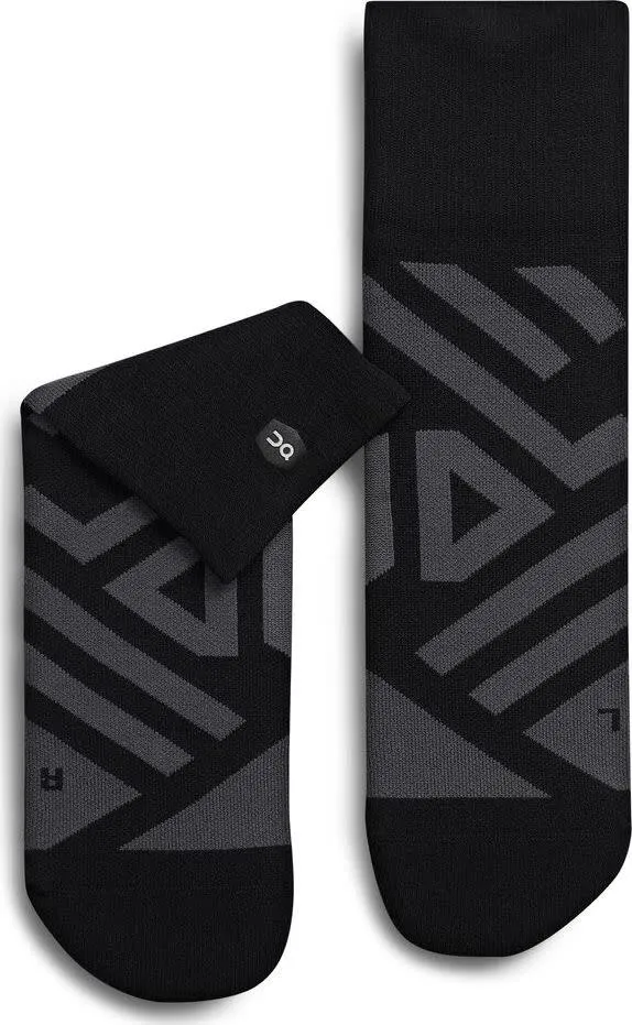 On Women's Performance High Sock, Black/shadow On Women's Performance High Sock, Black/shadow