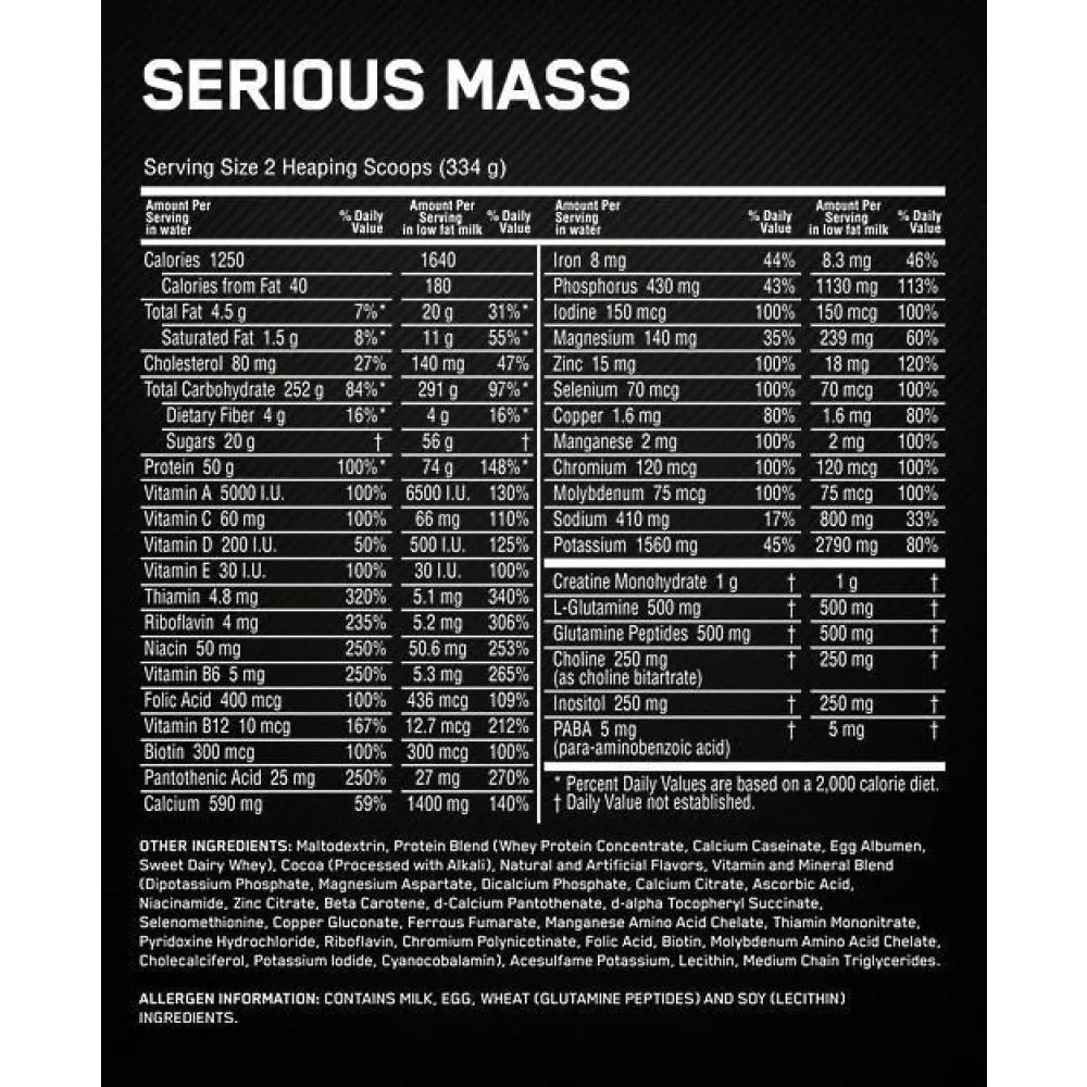 Optimum Nutrition Serious Muskelmasse Vanilje 5.45kg Optimum Nutrition Serious Muskelmasse Vanilje 5.45kg