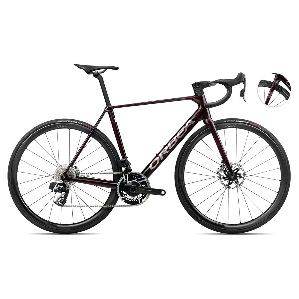 Orbea Orca M11eltd Pwr Red Axs 12s 2025 Landeveissykkel, Wine red carbon view / titanium gloss Orbea Orca M11eltd Pwr Red Axs 12s 2025 Landeveissykkel, Wine red carbon view / titanium gloss