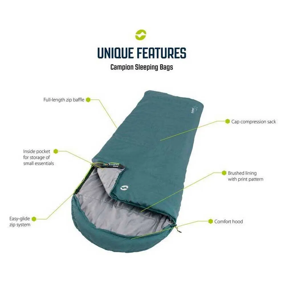 Outwell Campion Lux Double Sovepose, Dark grey, Left Zipper