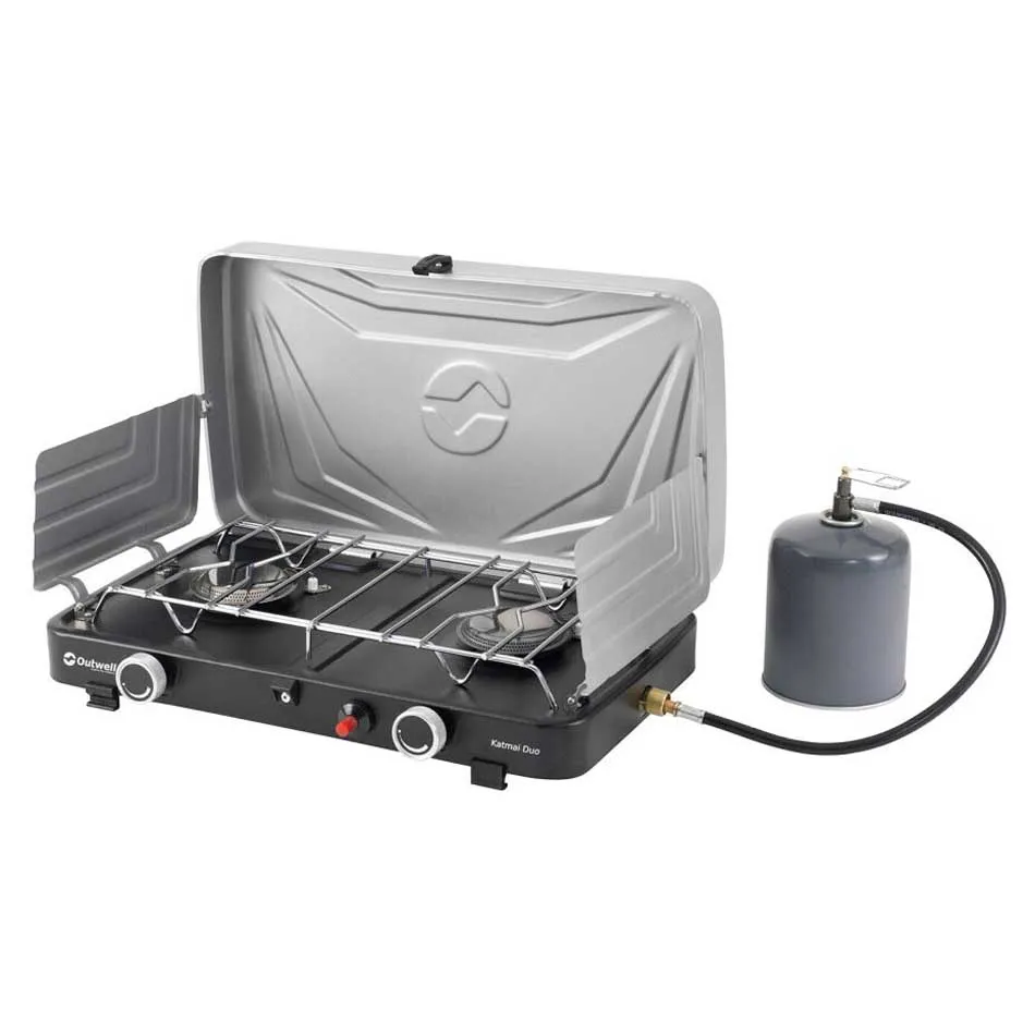 Outwell Katmai Duo Gasskomfyr For Camping, Silver grey, One Size Outwell Katmai Duo Gasskomfyr For Camping, Silver grey, One Size