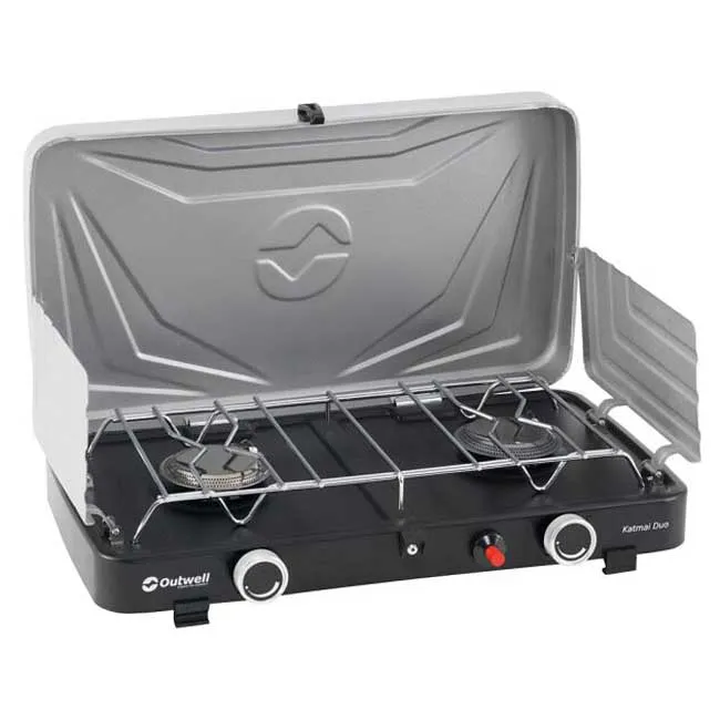 Outwell Katmai Duo Gasskomfyr For Camping, Silver grey, One Size Outwell Katmai Duo Gasskomfyr For Camping, Silver grey, One Size