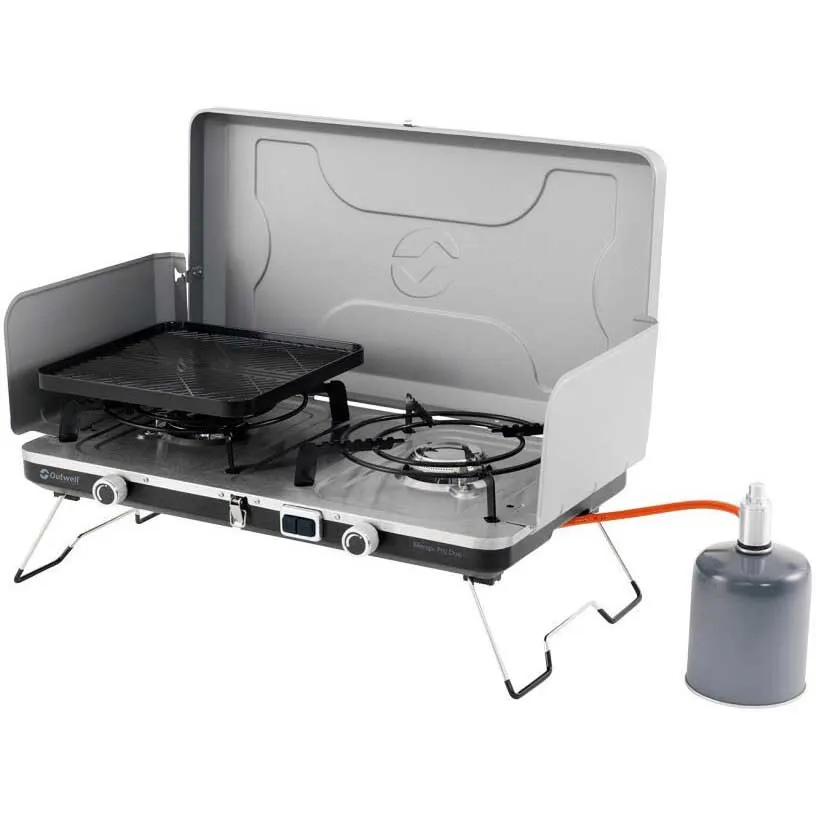 Outwell Merapi Pro Duo Deluxe Gasskomfyr For Camping, Silver grey, One Size Outwell Merapi Pro Duo Deluxe Gasskomfyr For Camping, Silver grey, One Size