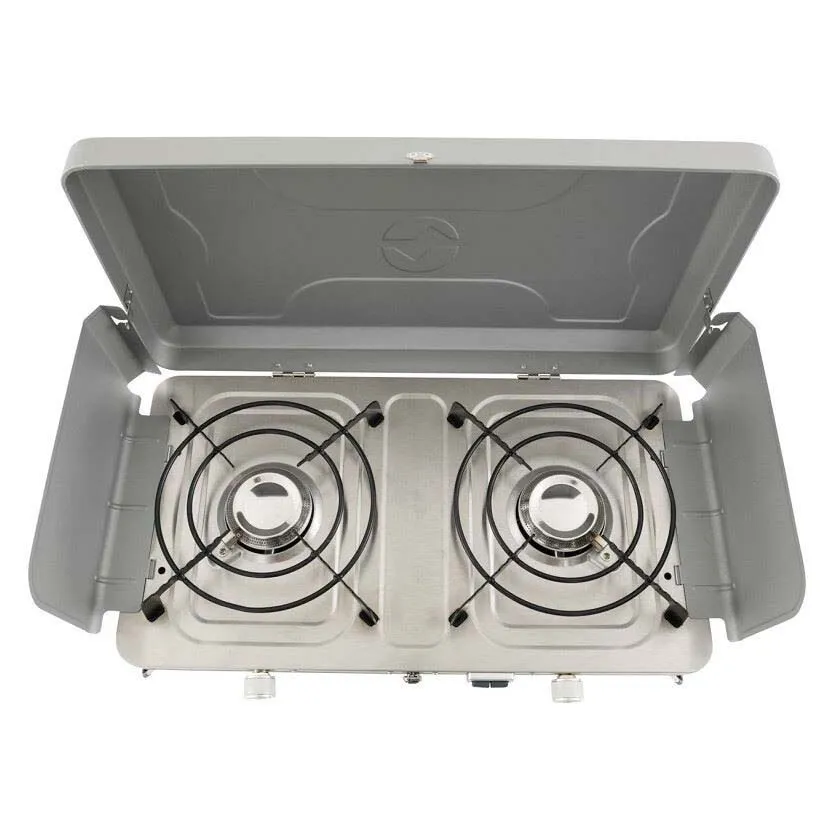 Outwell Merapi Pro Duo Gasskomfyr For Camping, Silver grey, One Size