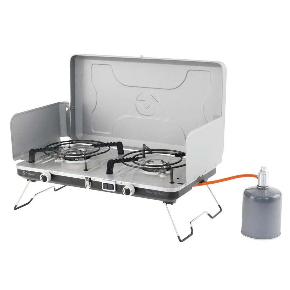 Outwell Merapi Pro Duo Gasskomfyr For Camping, Silver grey, One Size