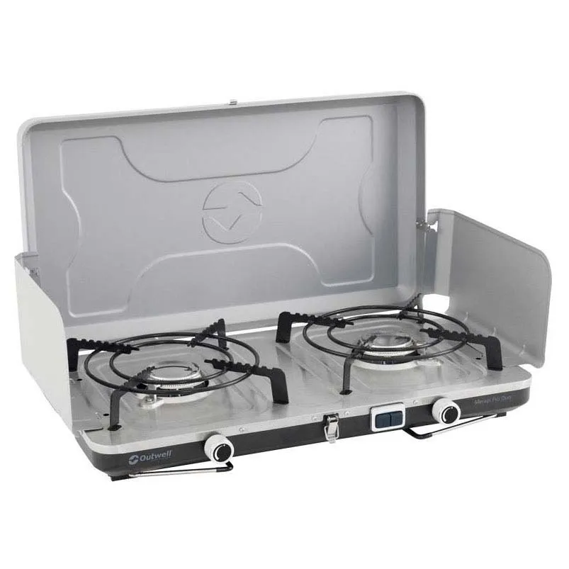 Outwell Merapi Pro Duo Gasskomfyr For Camping, Silver grey, One Size