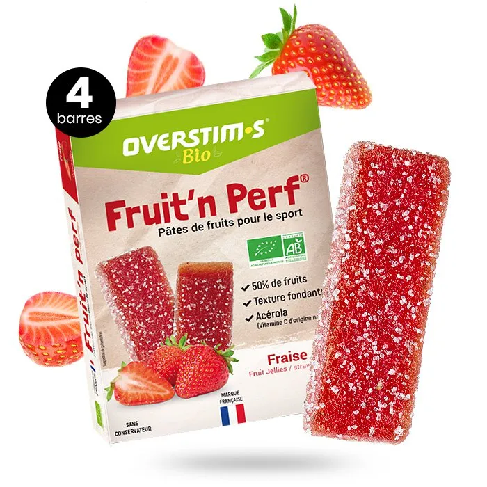 OVERSTIM.s Boks Med Bio-energibarer Jordbær 25g 12 Enheter, Red, One Size