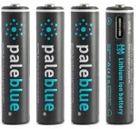 Pale Blue Li-ion Rechargeable AA Battery 4 pack med 1 USB-4x USB-C ladekabel Pale Blue Li-ion Rechargeable AA Battery 4 pack med 1 USB-4x USB-C ladekabel