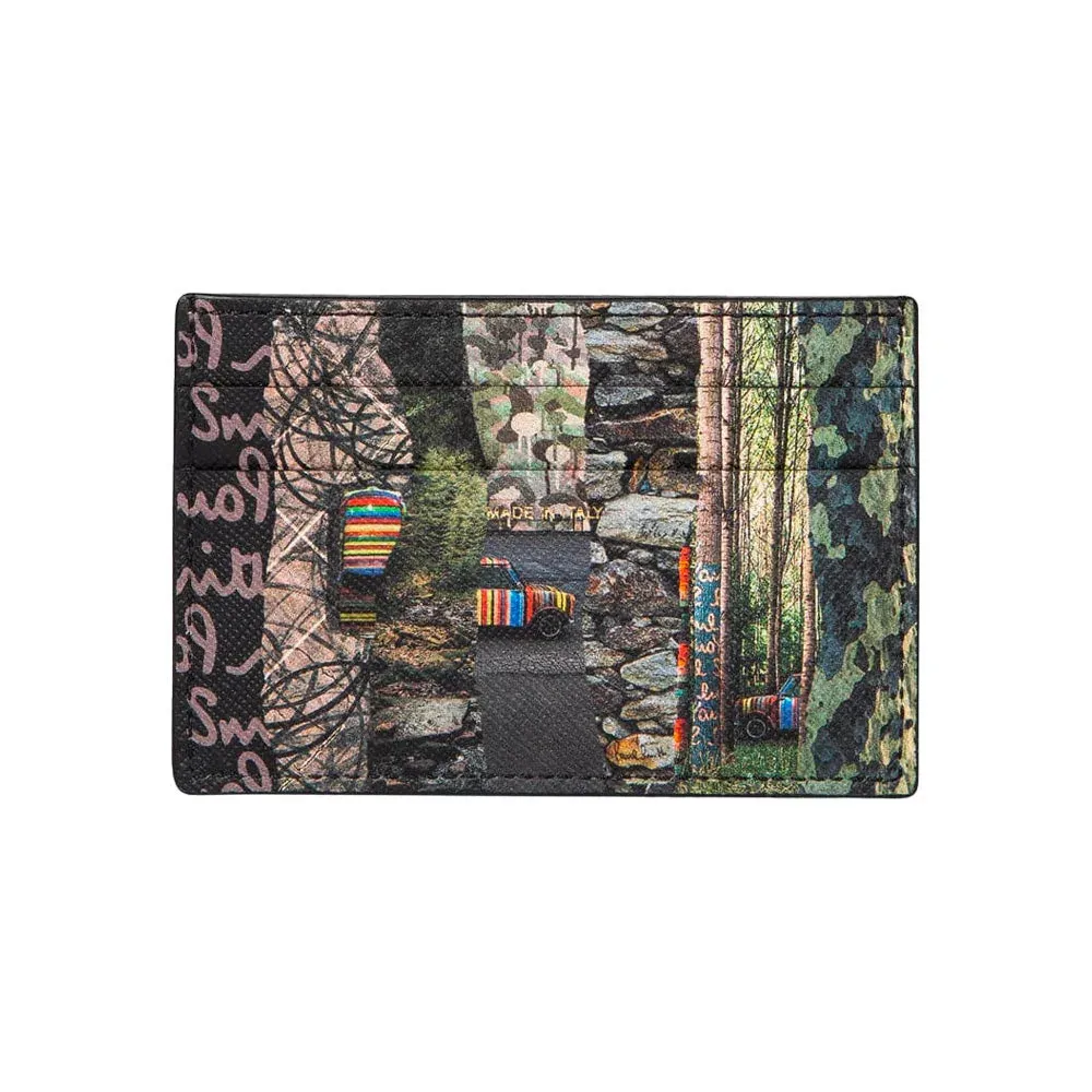 Paul Smith Credit Card Holder Mini Collage Stripe, Black