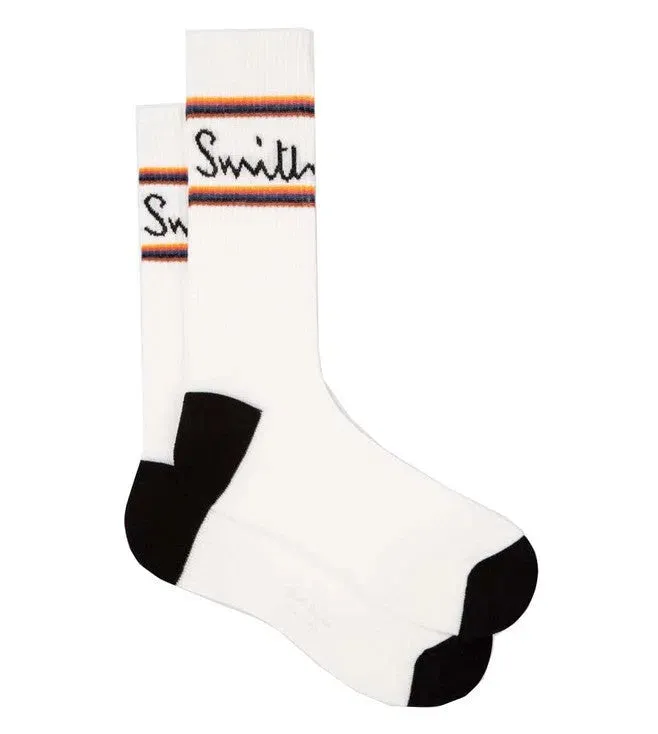 Paul Smith Logo Socks, White Paul Smith Logo Socks, White