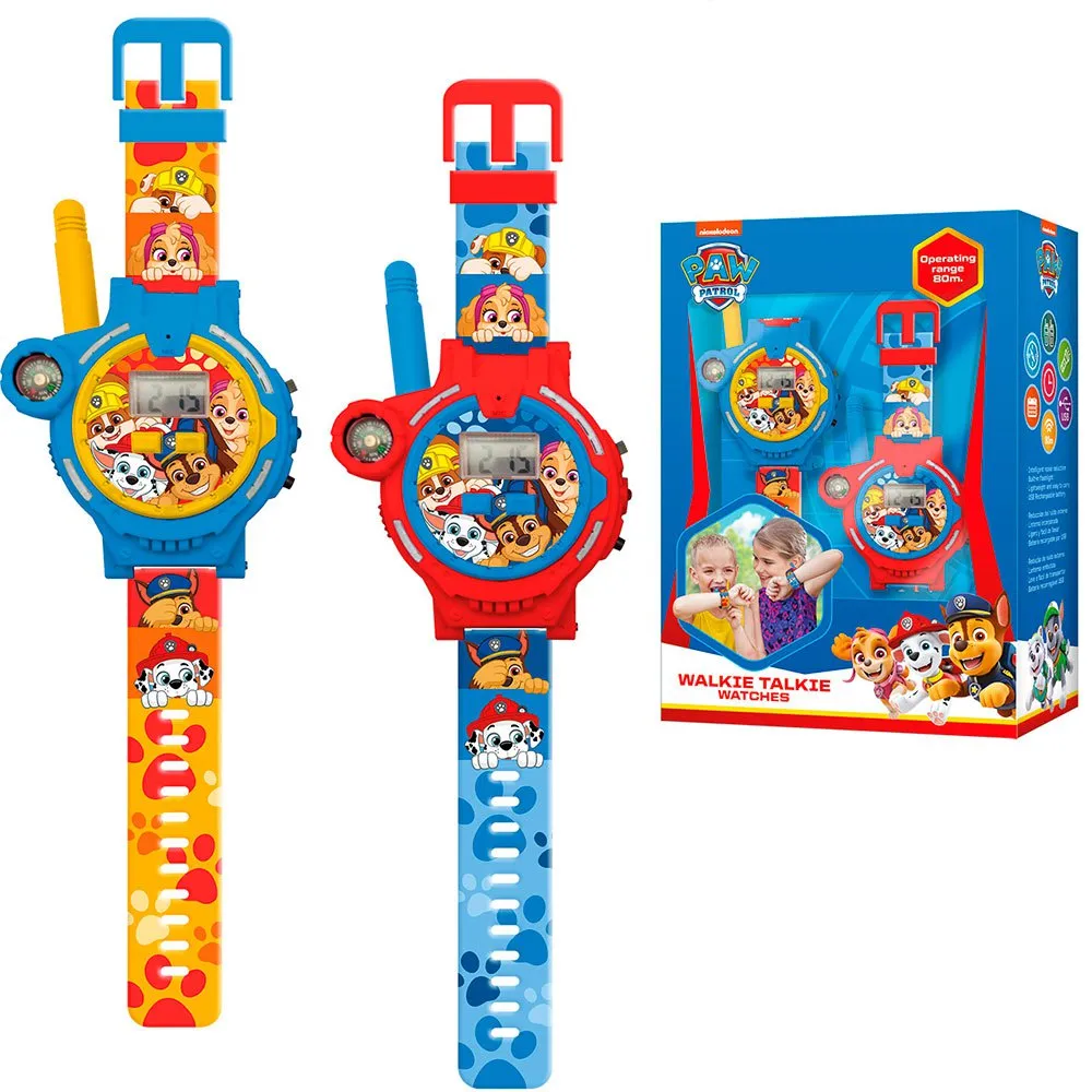 Paw Patrol 2-i-1 Walkie-talkie-klokke, Multicolor