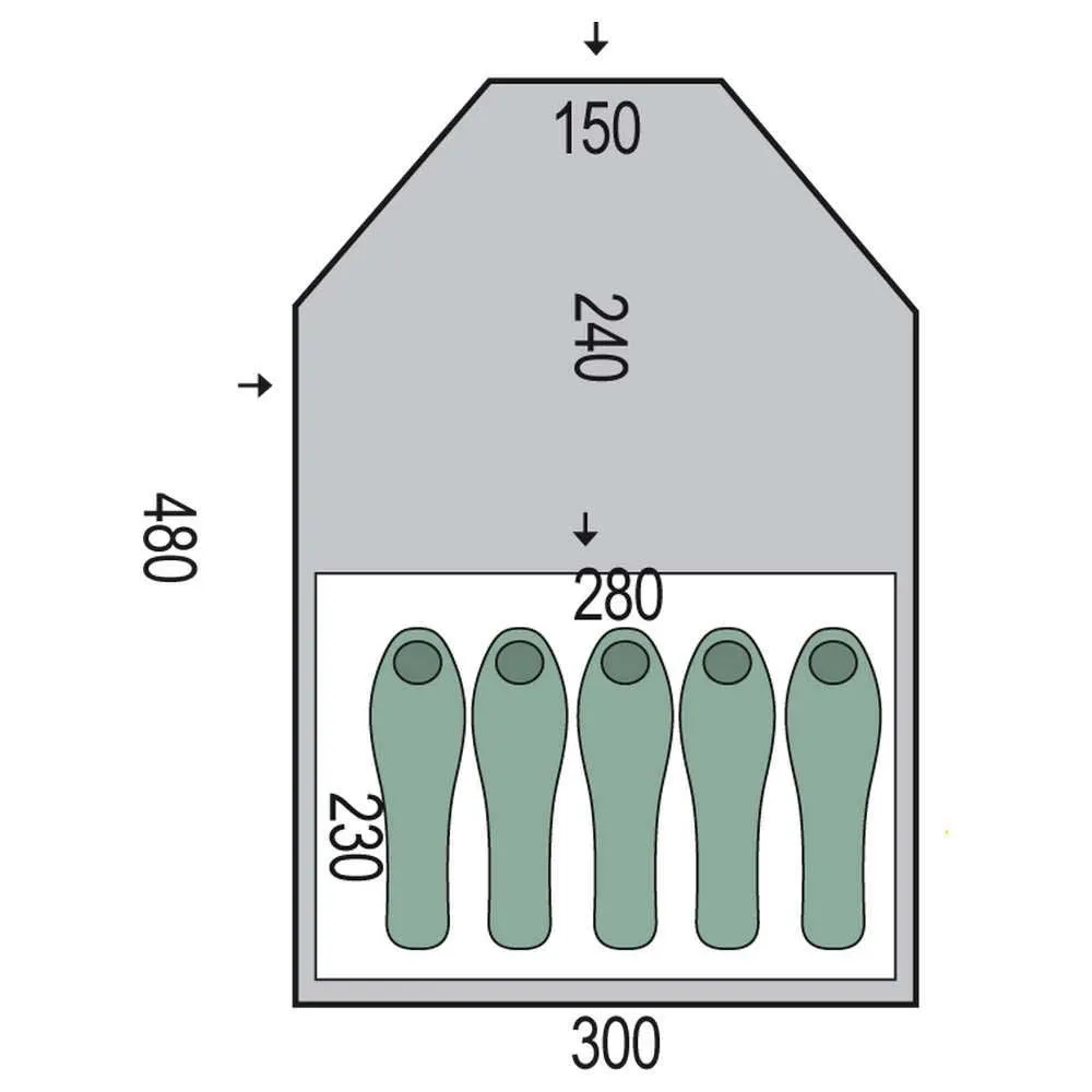 Pinguin Campus 5 Duralu Telt, Green, 5 Steder