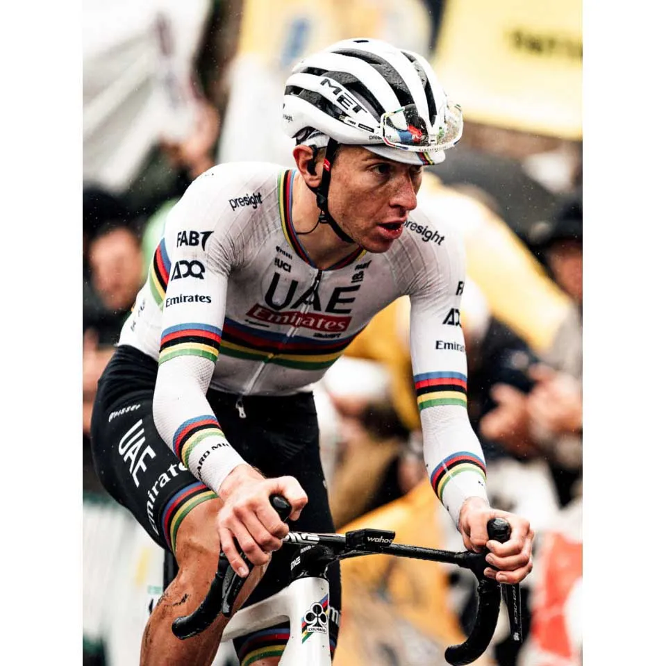 Pissei Replica World Champion Tadej Pogacar 2024 Uae Team Emirates Kort Ermet Trøye