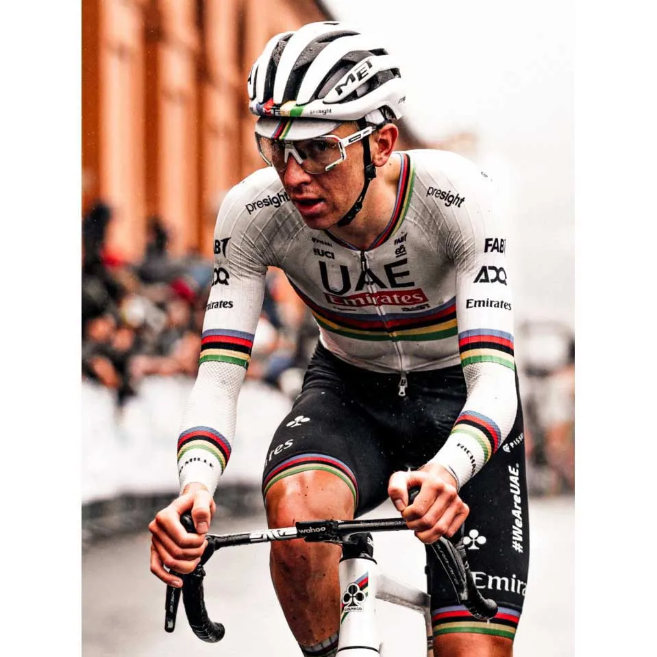 Pissei Replica World Champion Tadej Pogacar 2024 Uae Team Emirates Kort Ermet Trøye
