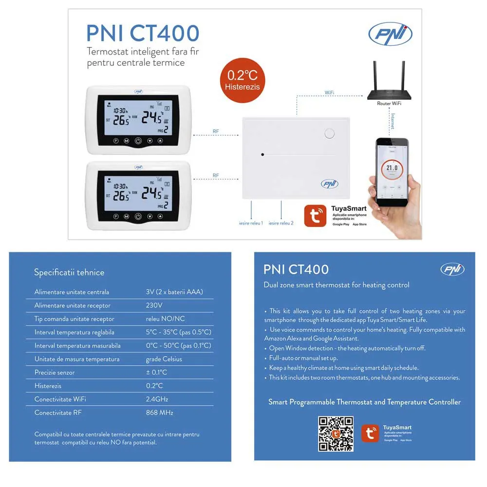 PNI Ct400 Smart Termostat, White, One Size PNI Ct400 Smart Termostat, White, One Size