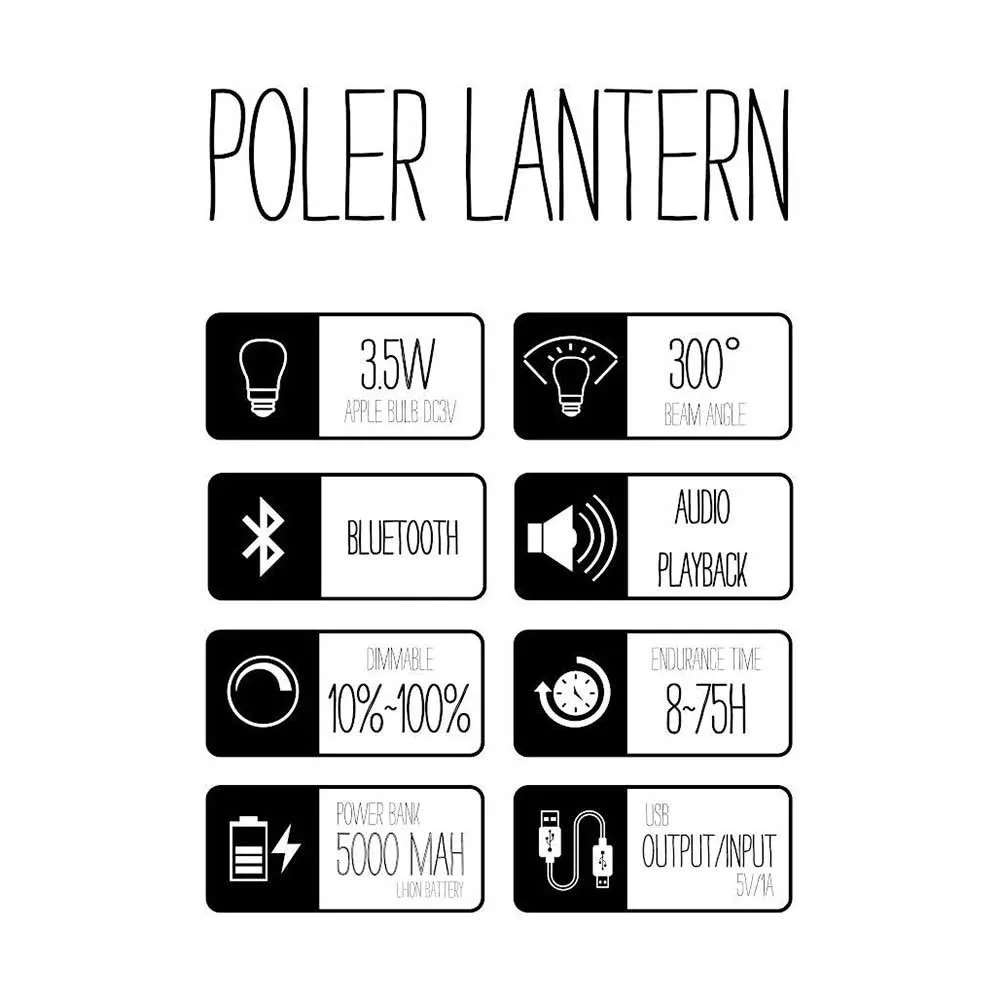 Poler Lantern Lampe, Black, One Size