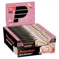 Powerbar 40% Protein+ Crisps 40g Proteinbarerboks Hvit Sjokolade Og Jordbær 12 Enheter